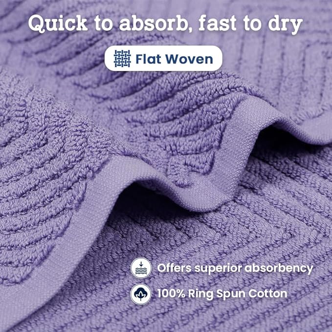 Casa Lino 100% Cotton Bath Mat Set of 2 (NOT A Rug) - 34" x 22" Bathroom Floor Towels - Machine Washable, Soft, Highly Absorbent & Quick Dry Bath Floor Towel (Lavender)