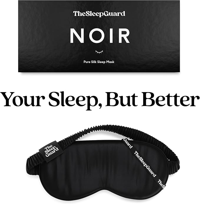 Pure Silk Sleep Mask [100% 6A Mulberry Silk, 22 Momme] Light Blocking Travel Essentials. Eye Masks for Sleeping. Black Oeko-Tex Blindfold. Eye Covers for Men & Women
