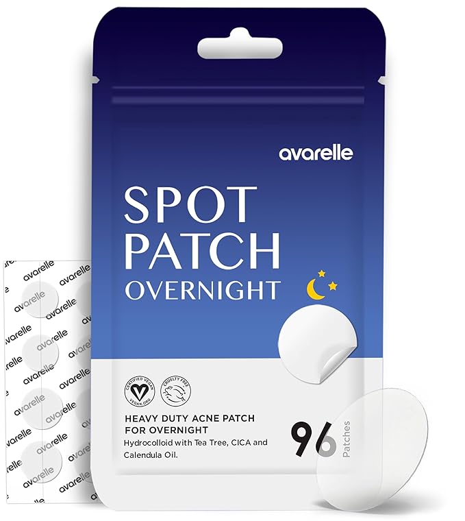 AVARELLE Spot Pimple Patches for Face | Good Night Acne Cover | Hydrocolloid with Tea Tree Oil | Acne Spot Treatment (12-14 mm, 96 ct)