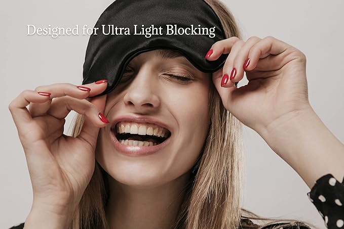 Premium Handcrafted 25 Momme Mulberry Silk Eye Mask for Sleeping (Silver Lining)