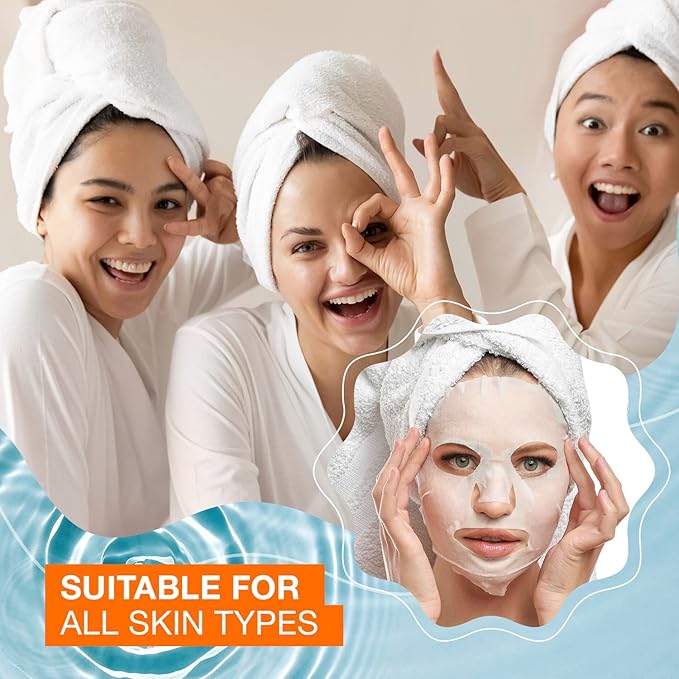 Collagen & Manuka Honey Sheet Face Mask - Anti-Aging, Hydrating, Skin Firming, Reduces Fine Lines, Dermatologist Tested, Cruelty Free Korean Skin Care For All Skin Types - 5 Masks