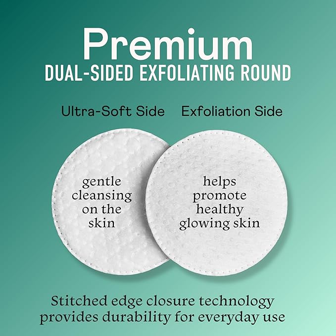 Swisspers Premium Exfoliating Rounds, 2 Distinct Raised Textured Surface, Cotton Facial Pads, 80 Count Re-closable Bag