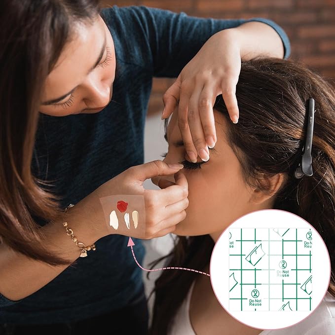 ANCIRS 150pcs Disposable Makeup Hand Palettes, 2.4x2.4inch Adhesive Waterproof PU Cosmetic Makeup Palettes for Women Girls Female Artists Make up