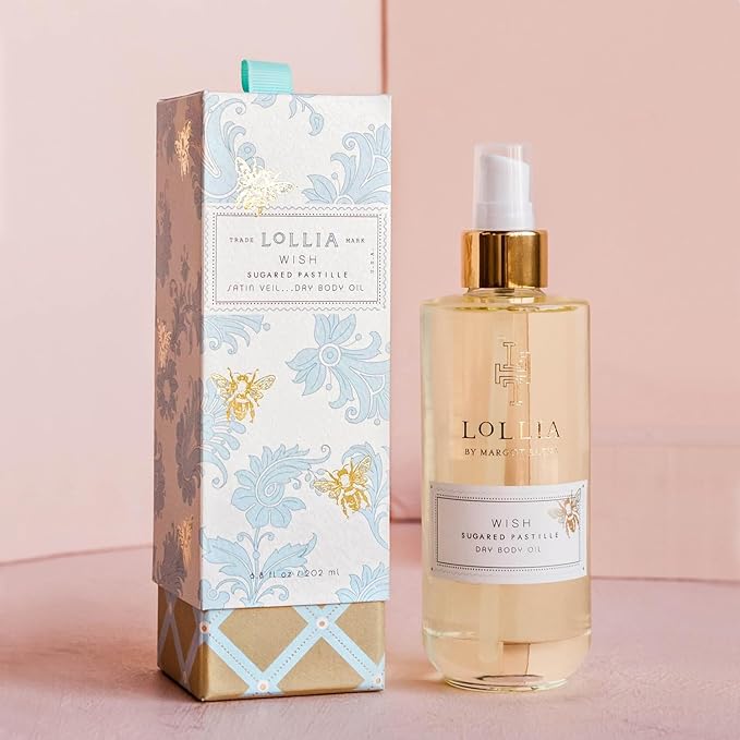 LOLLIA Wish Dry Body Oil, 6.8 Fl. Oz. – Sugared Pastille – Women’s, Scented, Moisturizing, Dry Body Oil for Women, For All Skin Types