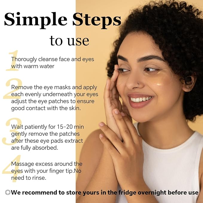 24k Gold Eye Treatment Maks 60PCS Under Eye Patch Cooling Under Eye Pads for Brightening Repairing and Refreshing Your Skin Under Eye Mask, Beauty Skin Care(gold)