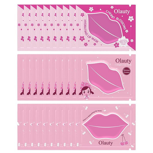 Eakroo 30 Pairs Collagen Crystal Pink Lip Masks, Collagen Lip Pads for Dry and Cracked Lips, Moisturizing Lip Care Gel Pads Remove Dead Skin, Minizes Lip Fine Lines, Lighten Lips, Plump Your Lips