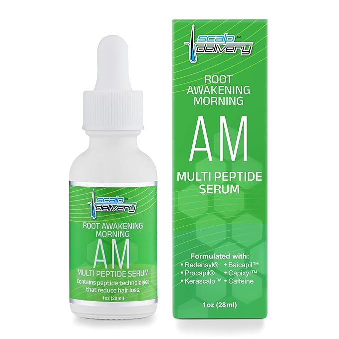 Multi-Peptide Serum for Men & Women - Helps Reduce Hair Loss - Strengthens & Thickens - Plant-Based - Combats Thinning Hair - Healthy Longer Hair - Root Awakening Morning (AM) - 28ml