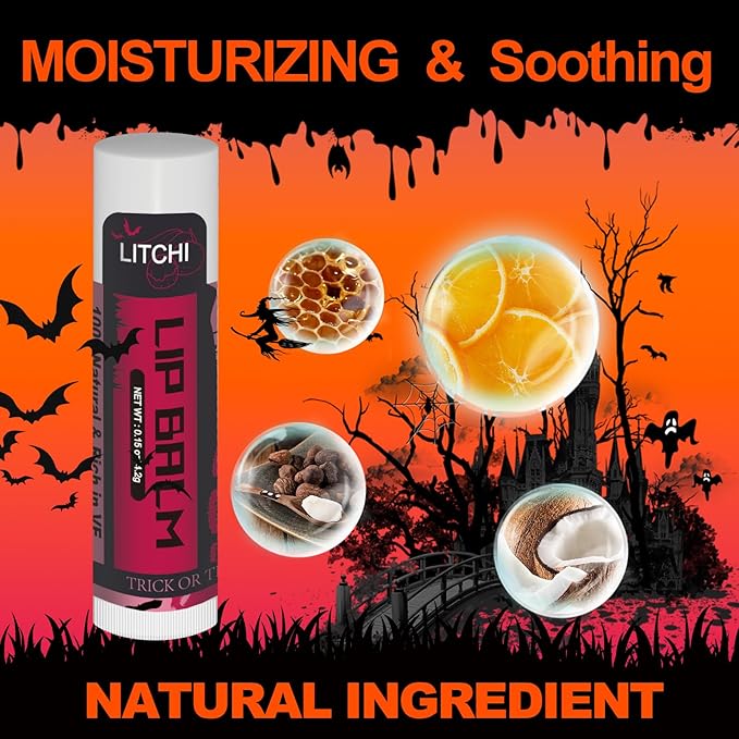 Yopela 76 Pack Halloween Lip Balm Party Favors, Lip Care Set with Vitamin E & Coconut Oil to Moisturize Repair Dry Chap Lips, 18 Flavors,Perfect for Trick-or-Treat Gifts or Goodie Bag Stuffers