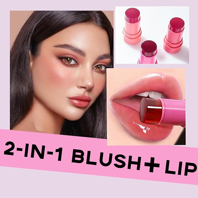 Milk Jelly Blush - Milk Blush - Sheer Cheek & Lip Stain，Long Lasting Milk Jelly Tint Have Transparent & Bright Colors (#1 poppy pink)