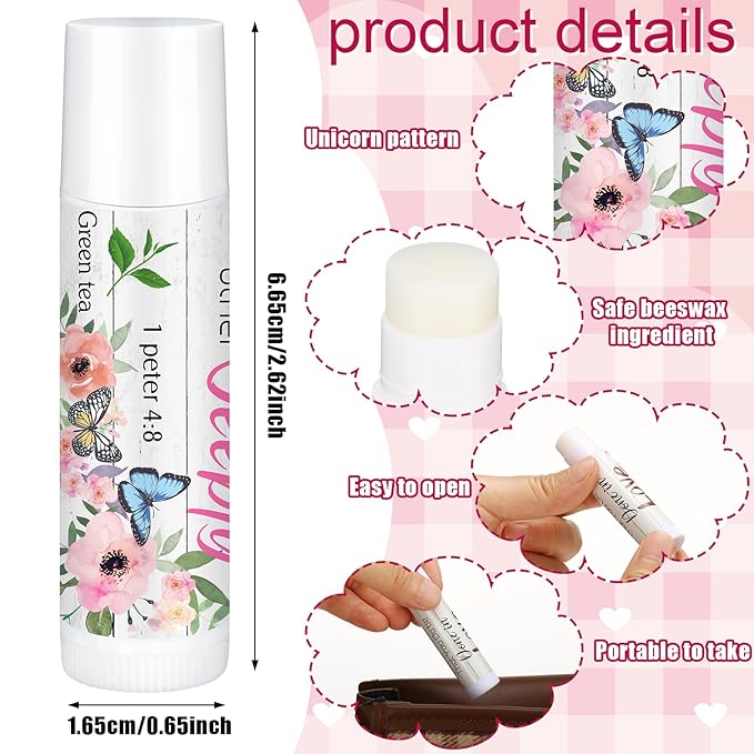 50 Pcs Bible Verse Lip Balm Bulk Christian Gifts for Women Faith Religious Moisturizing Lip Balm with Scripture Inspirational Lip Care Product for Friend Teacher Worker Employee
