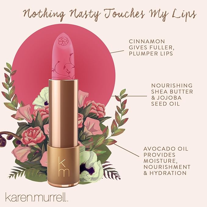 Karen Murrell - Natural Lip Stick 06 Carnation Mist - Pink Lipstick - Matte Finish, 100% Natural Ingredients, Moisturizes & Hydrates Lips - Paraben & Cruelty Free