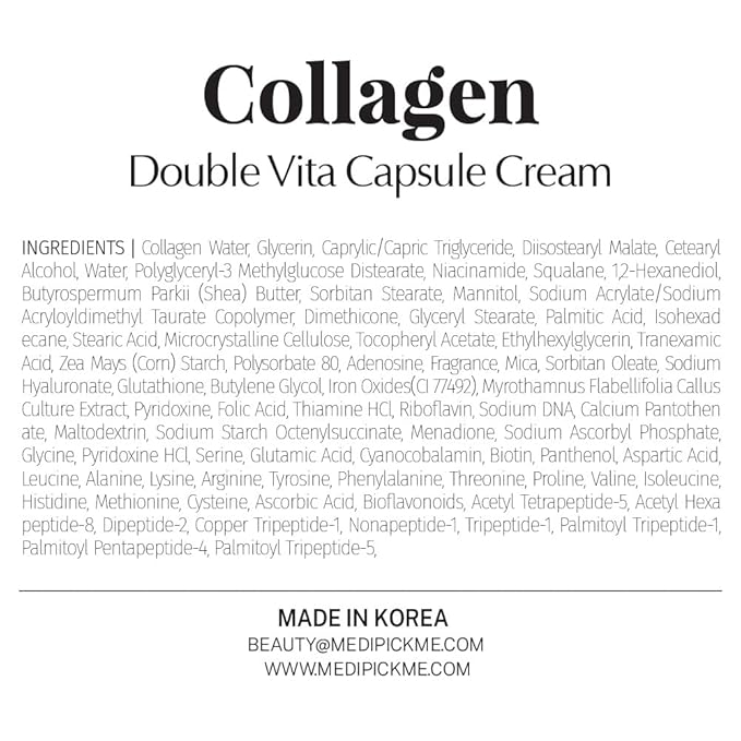 Collagen Double Vita Face Cream — K-Beauty Collagen & Vitamins Moisturizer for Glowing, Bouncy Skin, Fast-Absorbing & Non-Sticky, Hydrating Anti-Aging Face Cream, 1.7oz