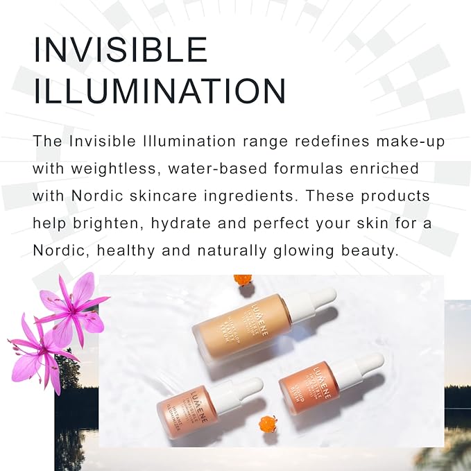 Lumene Invisible Illumination Instant Beauty Glow Serum - Sheer-Coverage Face Makeup + Brightening Serum - Infused with Nordic Algae and Vitamin E for Instant Radiance - Universal Light (30ml)