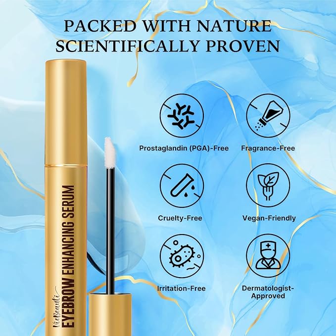 VieBeauti Eyebrow Growth Serum 5mL: Eyebrow Serum to Grow Brows with Advanced Formula to Boost Longer Fuller and Thicker Looking Eyebrows
