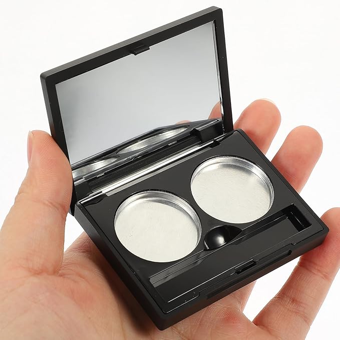 Empty Magnetic Eyeshadow Makeup Palette with 2Pcs Round Metal Pans,Magnetic Makeup Palette, Empty Makeup Palette，Aluminum Blush Empty Magnetic Eyeshadow Case,Customizable Beauty Organizer
