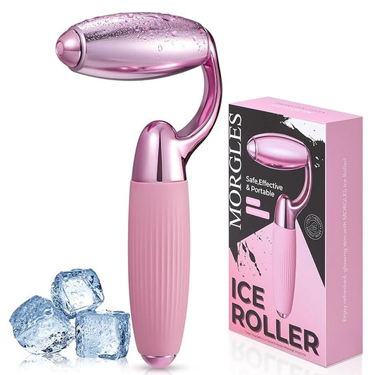 MORGLES Ice Roller for Face and Eyes, Ice Face Roller for Women Skin Care, Cold Facial Roller for Puffiness, Migraine Relief and Lymphatic Drainage