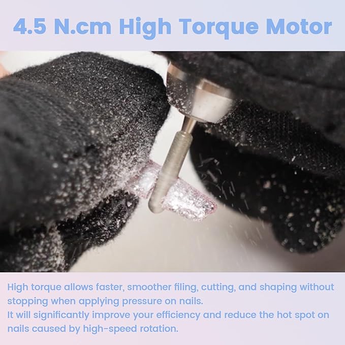 Delanie Professional Nail Drill High Torque 35000 RPM Rechargeable Portable Electric Nail File Filer for Acrylic Gel with Cuticle Bits, Salon Manicure Tool, Gradient Pink