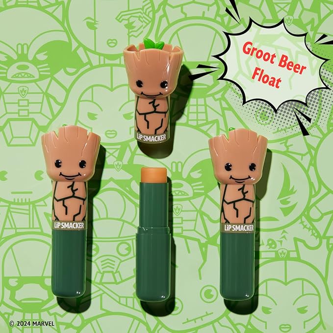 Lip Smacker Marvel Guardians of the Galaxy Lippy Pals, Clear & Glossy, Fun & Giftable, Cruelty Free – Groot Beer