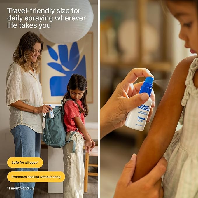 Magic Molecule Skin Cleanser for All Types, Hypochlorous Acid Spray Helps Heal Acne Prone, Eczema and Itchy Rashes and 50 Other Skin Ailments, 3.4 oz Spray (Pack of 2), Travel-Friendly