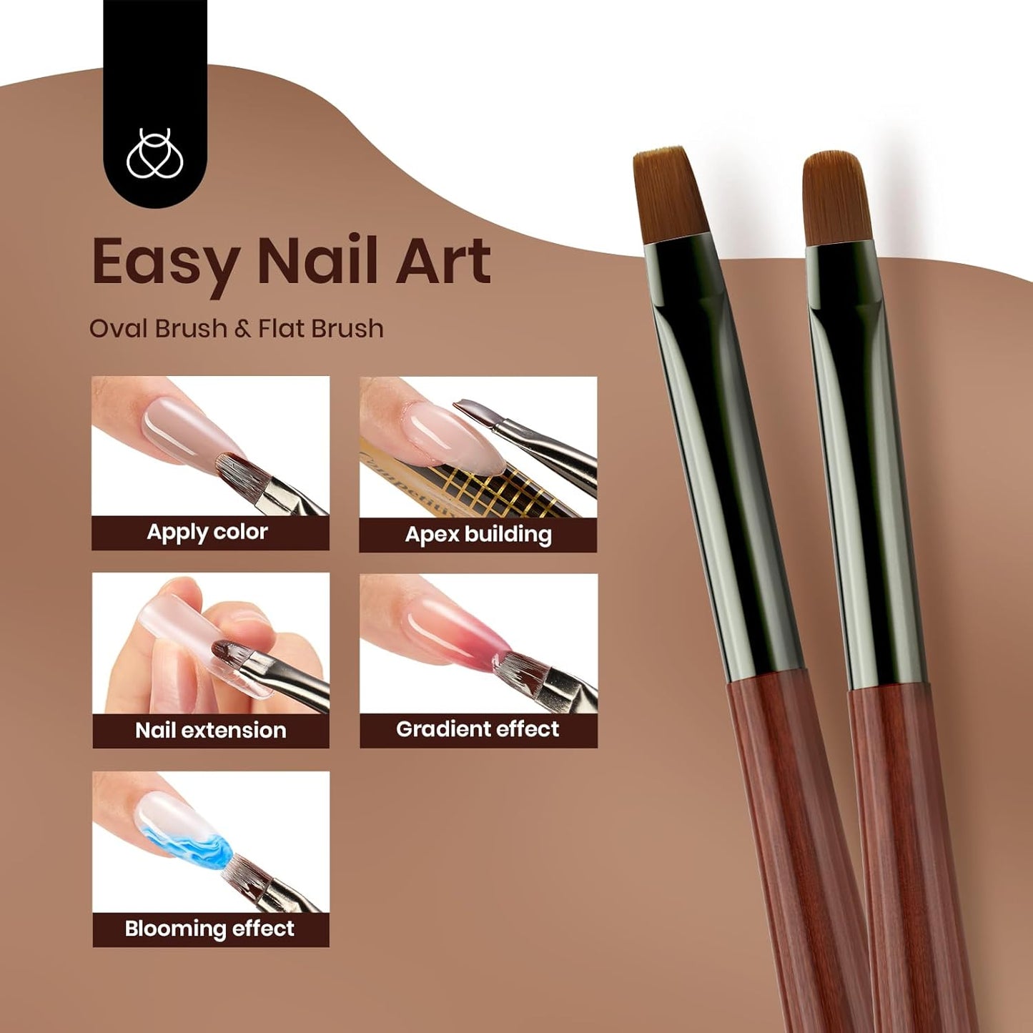 Beetles Nail Art Brushes Set, 6 PCS Multifunctional Nail Brushes for Nail Art Wooden Liner Brush Nail Drawing Pen Nail Art Tools with Nail Brush Holder&Palette for Nail Art Design