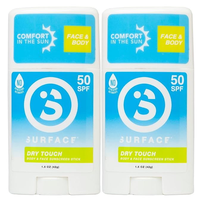 Surface Dry Touch Sunscreen Stick, Water Resistant, UVA/UVB Broad Spectrum, Fast Drying Protection, PABA Free - 1.5oz - SPF 50-2 Count