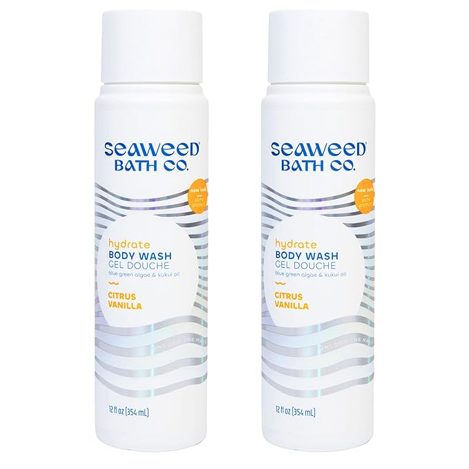 Seaweed Bath Co. Hydrate Body Wash - Citrus Vanilla | Foaming Shower Gel Cleanser with Natural Ingredients | Vegan, Paraben and Sulfate Free | For Women and Men | 12 oz (Pack of 2)