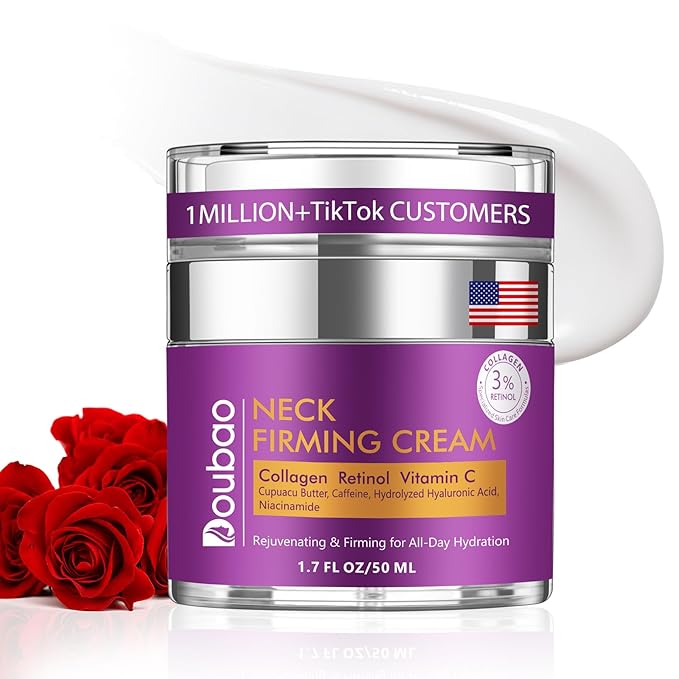 Neck Firming Cream, Wrinkle Cream for Women, Retinol Moisturizer with Collagen and Hyaluronic Acid for Neck, Face and Décolleté, 1.76 fl oz