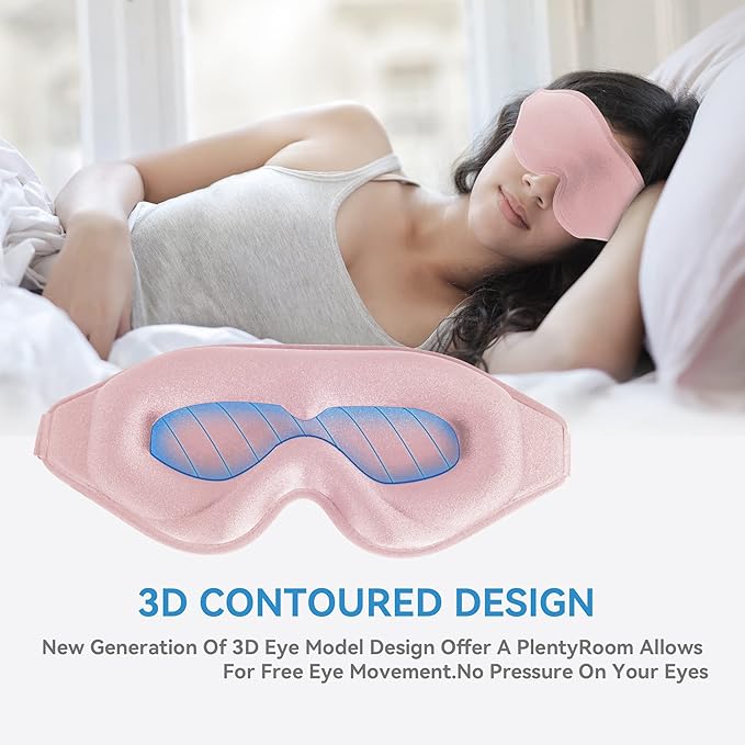 Sleep Mask for Men Women,Upgraded 3D Deep Contoured Eye Covers for Sleeping with Adjustable Strap,Block Out Light, Soft Comfort Eye Shade Cover for Travel Yoga Nap (1pcs, Pink)