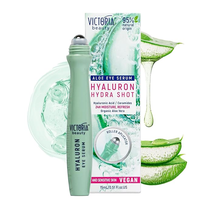 Victoria Beauty Hyaluronic Eye Roll-On Cooling, Eye Serum Against Wrinkles and Dark Circles