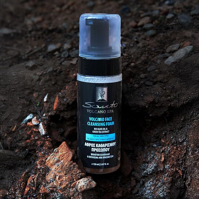 Volcano Face Foam Cleanser 150ml – Foaming Face Cleanser for Deep Cleansing & Hydrating with Olive Oil & Botanical Extracts – Face Wash Foam Removes Makeup, Dirt & Excess Oil