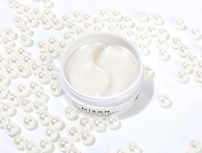 MIZON Pure Pearl Eye Gel Patch with Pearl, Diamond Powder, and Niacinamide for Radiance, Firming, and Nourishment – 60pcs – Improves Dark Circles and Luminosity