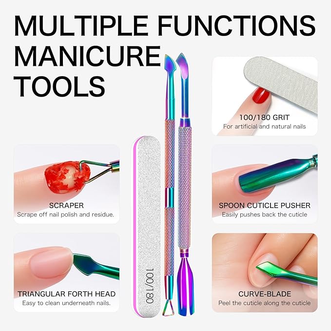 Gel Nail Polish Remover with Tools, 15ml (0.5 fl oz) - Acetone-Free, Quick Removal in 2-5 min, No Foil Soaking Needed, Safe for Natural Nails，Home DIY Use