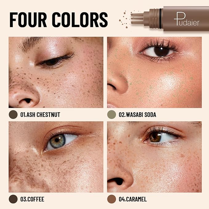 Freckle Stamp Pen, Fake Freckles Stain Marker,5-Dot Faux Liquid Freckle Stamp Cushion for Natural and Lifelike Sunkissed Makeup,Quick Dry Long-Lasting Face Freckle Pencil Tool,01#Ash Chestnut