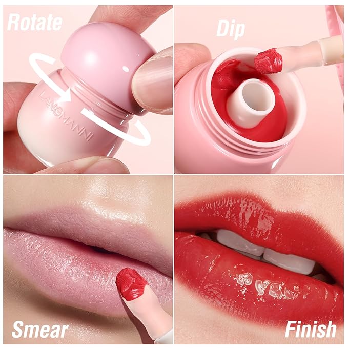 Glow Lip Balm Plumping Moisturizing Lip Balm Glossy Lip Gloss, Day & Night Lip Repair Hydrating Lip Mask Lip Oil Nourishing Lip Care Not Sticky Vegan Tinted Lip Balm Jelly Lipstick(2# WATERMELON RED)