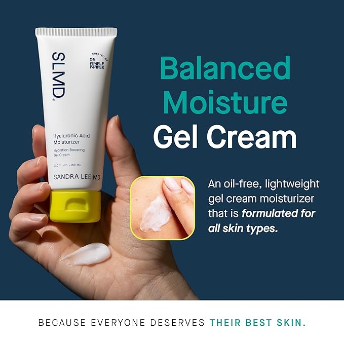 SLMD by Dr. Pimple Popper | Hyaluronic Acid Face Moisturizer 2.0 fl. oz. Hyaluronic Acid Moisturizer Cream for Face, Lightweight, Oil-Free Hydration for All Skin Types, Smooths & Soothes.