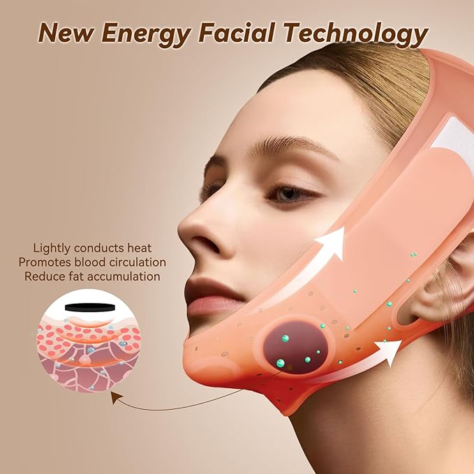 JUSRON V-Line Mask Chin Up Mask Face Strap, Soft Silicone Chin Strap V Shaped Face Mask, Jaw Exerciser 23-27 Inches (Fluorescent Pink)