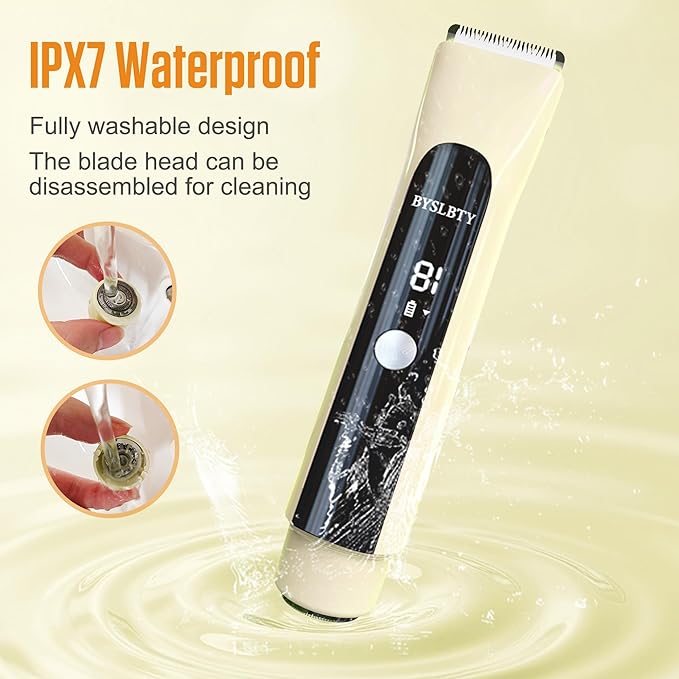 2 in 1 Bikini Trimmer for Women Dual Head Electric Shaver with LED Display,IPX7 Waterproof Wet & Dry, Painless Shaver for Underarm Leg Arm Body Face Private Area Khaki
