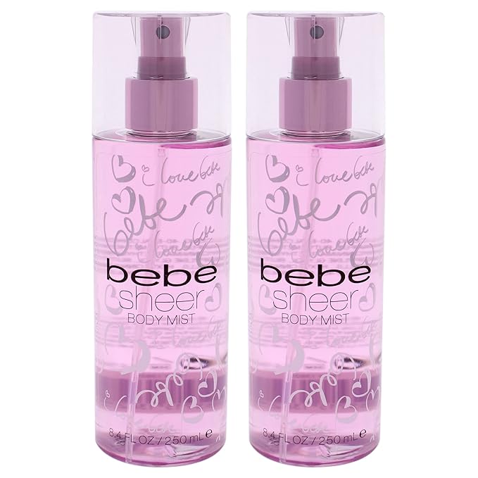 Bebe Sheer Body Mist - Body Spray for Women - Sensual and Flirtatious Women's Fragrance with Citrus Cocktail, Pink Peony, and Sandalwood Notes - 8.4 oz Pack of 2