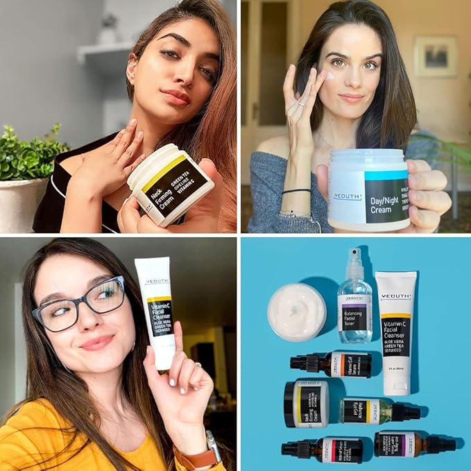 YEOUTH Skin Care Set: Retinol Serum with Hyaluronic Acid, Vitamin C & Super Face Serum, Cleanser, Toner, Eye Gel, Neck Cream, Face Cream 8-Piece Skincare Kit For Women