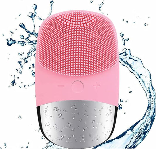 MEGAN Facial Cleansing Brush,USB Rechargeble Electric Silicone Face Scrubber,IPX7 Waterproof Sonic Facial Massager, 3 in 1 face Brush for Deep Cleanning, Blackhead Remover, Exfoliating.（Pink）