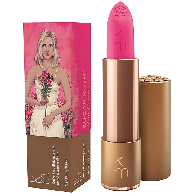 Karen Murrell - Natural Lip Stick - Lipstick 18 Sugar Rush - Hot Pink Lipstick - Matte Finish, 100% Natural Ingredients, Moisturizes & Hydrates Lips - Paraben & Cruelty Free