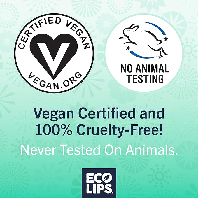 Eco Lips Bee Free Vegan Unscented 100% Natural Lip Balm - Soothe and Moisturize Dry, Cracked and Chapped Lips - 100% Plastic-Free Plant Pod Packaging - Made in USA (6 Tubes)