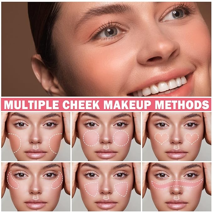Cream Blush Stick with Brush, Waterproof, Long Lasting, Natural Finish, Rose Red - Compact Stick for All Skin Tones