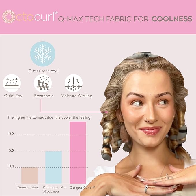 Octocurl Heatless Hair Curler - No Headband Octopus Curler - Overnight Curls for Long Hair (QMax - Blue)