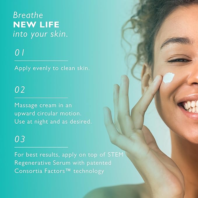 STEM Natural Intelligence Revitalize Night Cream, Facial Moisturizer, Luxury Skin Care, Face Moisturizer for Women, Peptides Serum, Antioxidant Support Overnight Face Mask & Cream, 1oz Bottle