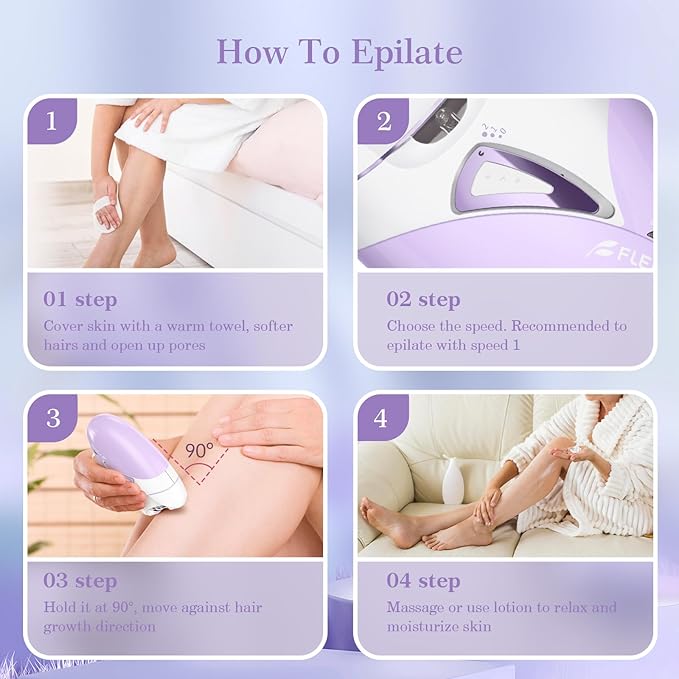Epilators, 2-Speed Painless Smooth Glide Epilator for Women, Cordless Rechargeable Facial Hair Removal Epilator, Hair Removal Device for Women's Face Legs Bikini Area Arms Legs