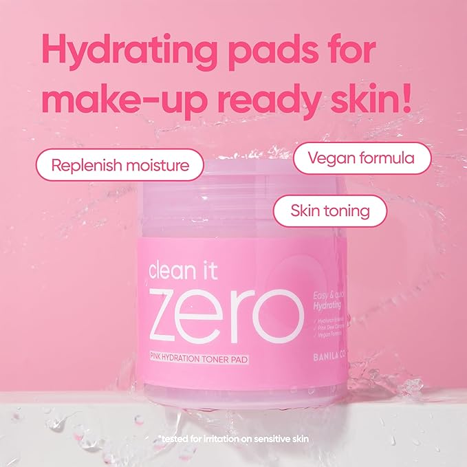 BANILA CO Clean it Zero Pink Hydration Toner Pad | Vegan Korean 3-Layered Pads | Hyaluronic Acids and Vitamin Complex to Moisturize and Soothe Skin | Hypoallergenic, Alcohol Free (70 Pads)