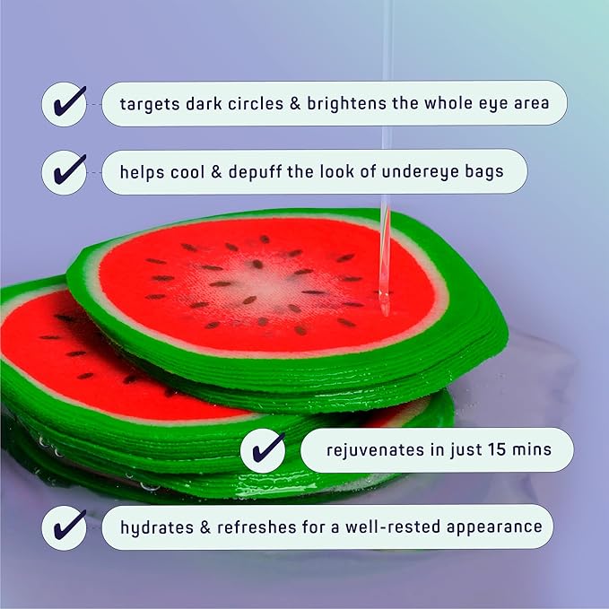 SpaLife Watermelon Cooling Eye Pads, 48 Hydrating Under Eye Patches for Puffiness, Dark Circles, and Tired Eyes, Infused with Hyaluronic Acid, Glycerin, and Vitamin C, Fruity Scent