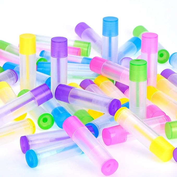 Onwon 25 PCS Lip Balm Empty Bottles Lip Balm Container Clear Tubes with Twist Bottom and Top Cap, 3/ 16Oz (5.5ml)