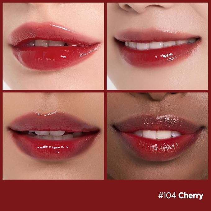 Laka Fruity Glam Tint, 4.5g/0.15 oz., Glowing Lip Stain with Wide Color Spectrum, Hydrating & Lightweight Texture, Long-Lasting Bold Stain, Non-Sticky, Vegan, K-Beauty (#103 Cherry)
